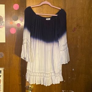 Blue and White off the shoulder dress